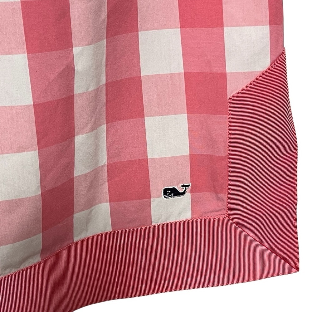 Vineyard Vines Pink White Gingham Grosgrain Ribbon Cotton Dress — Size 8 - Picture 3 of 11